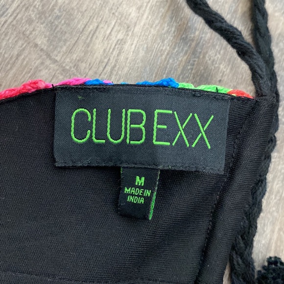 Dolls Kill Club Exx Crochet knit rainbow bikini top wth black lining M - Picture 5 of 11